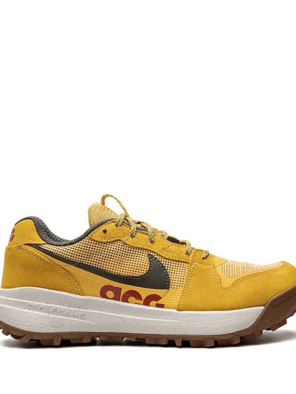 Nike ACG Lowcate Sneakers in Solar Flare Yellow and Brown